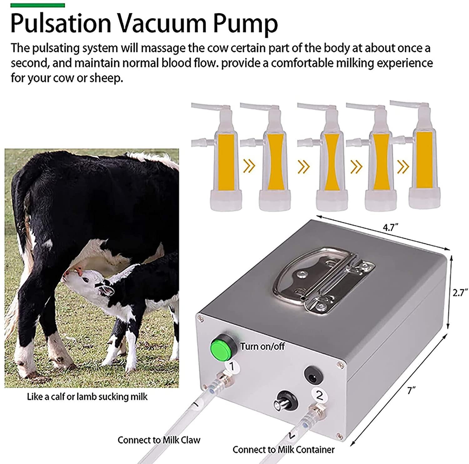huidazhou milking supplies with stainless steel bucket for goats, electric pulsation milking machine, vacuum pump milker for farm milking supplies for cows cattle or sheep, 5l