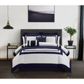 Chic Home Hortense Comforter And Quilt Set Hotel Collection  Fish Scale Pattern Bed In A Bag Navy, Twin - Twin