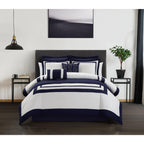 Chic Home Hortense Comforter And Quilt Set Hotel Collection  Fish Scale Pattern Bed In A Bag Navy, Twin - Twin