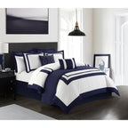 Chic Home Hortense Comforter And Quilt Set Hotel Collection  Fish Scale Pattern Bed In A Bag Navy, Twin - Twin