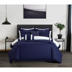 Chic Home Hortense Comforter And Quilt Set Hotel Collection  Fish Scale Pattern Bed In A Bag Navy, Twin - Twin