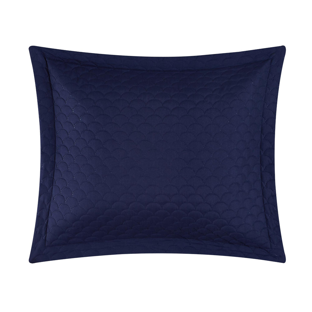 Chic Home Hortense Comforter And Quilt Set Hotel Collection  Fish Scale Pattern Bed In A Bag Navy, Twin - Twin