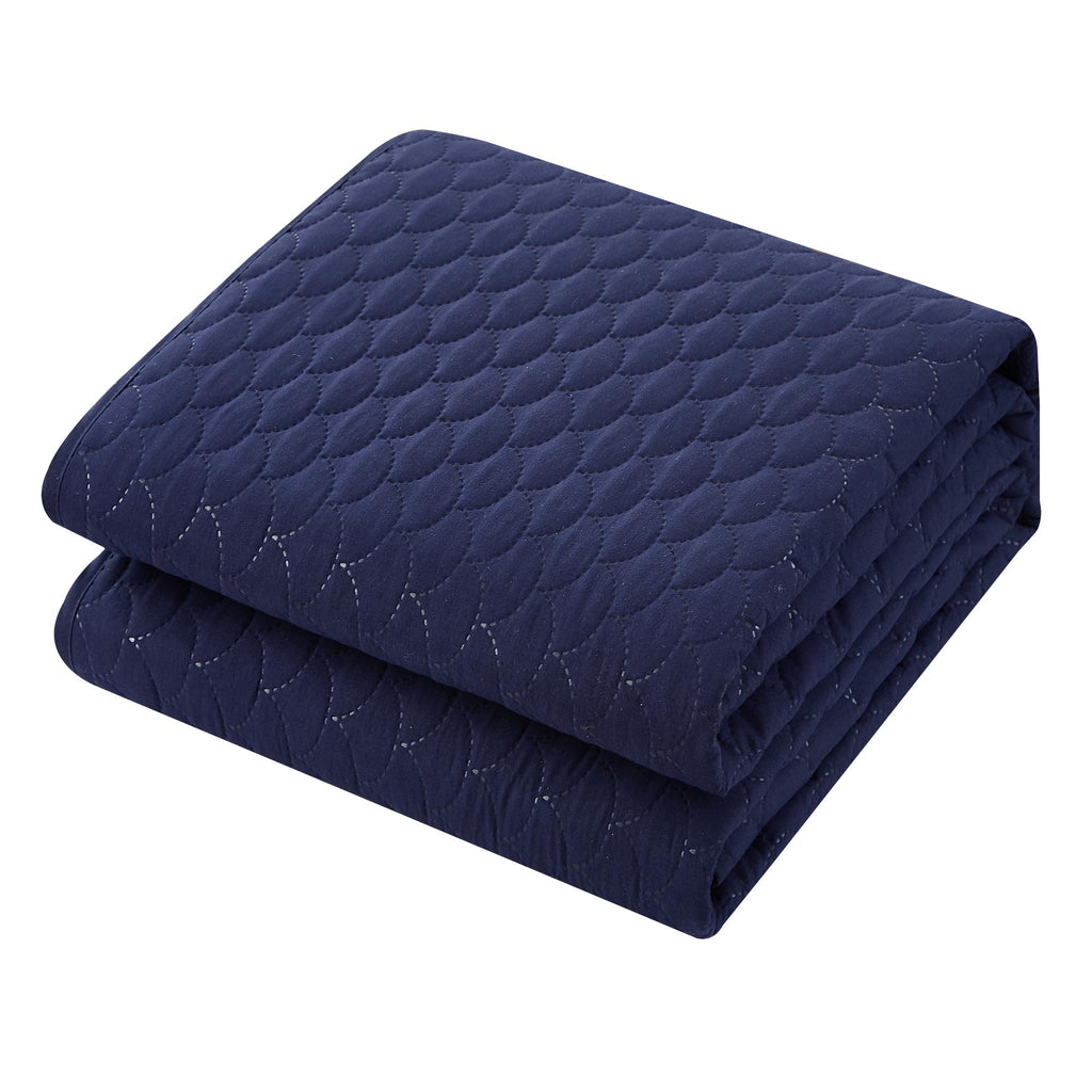 Chic Home Hortense Comforter And Quilt Set Hotel Collection  Fish Scale Pattern Bed In A Bag Navy, Twin - Twin