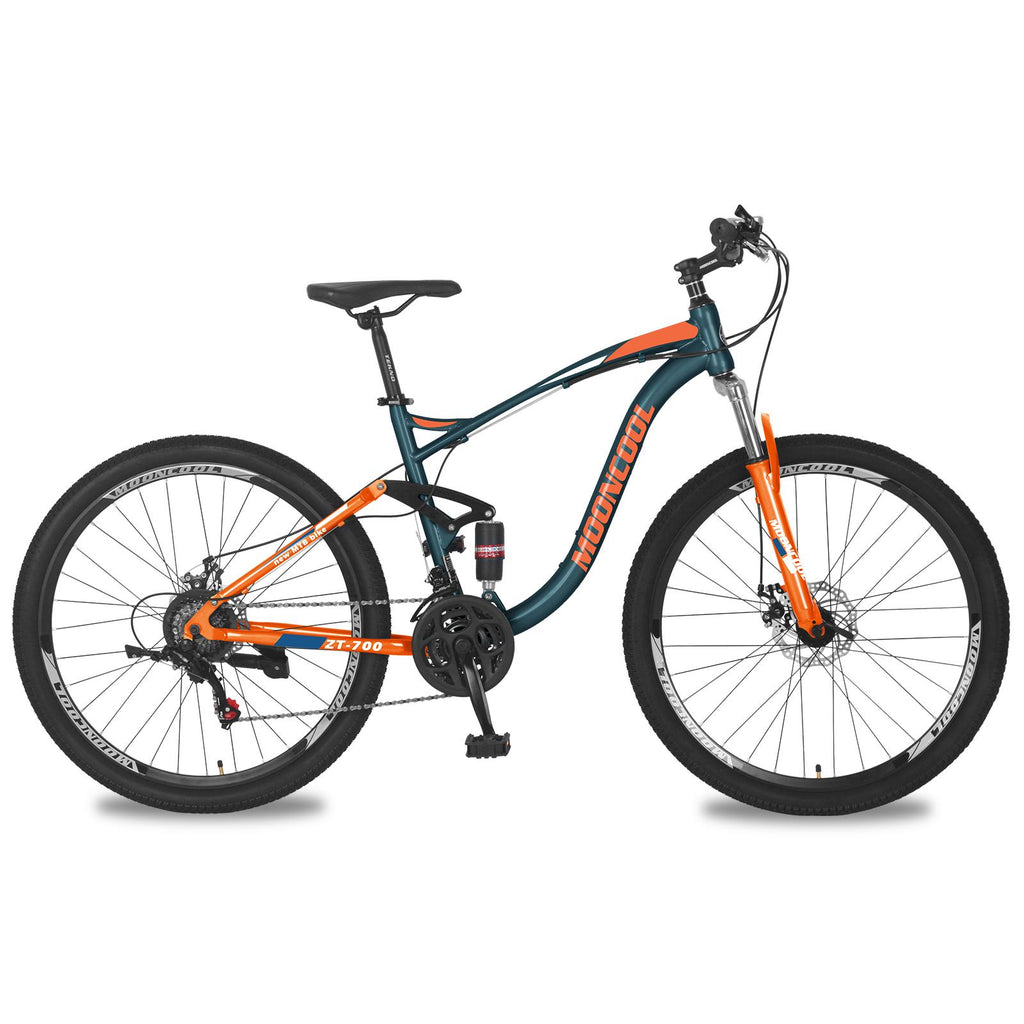 Lilypelle Mountain Bike Youth/Adult,27.5 Inch 21 Speed Double Disc Brake Dual Full Suspension Aluminum Farm Bikes,Green
