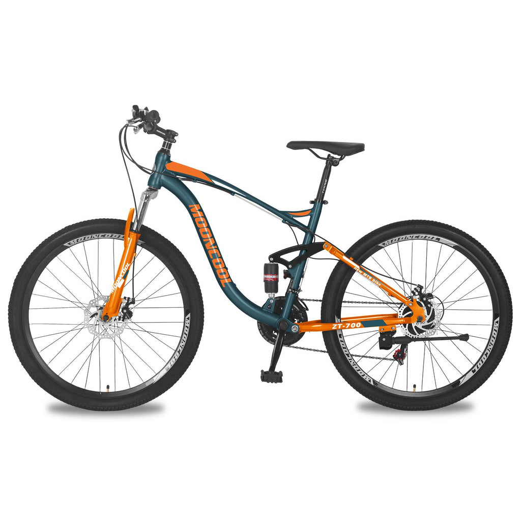 Lilypelle Mountain Bike Youth/Adult,27.5 Inch 21 Speed Double Disc Brake Dual Full Suspension Aluminum Farm Bikes,Green