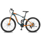 Lilypelle Mountain Bike Youth/Adult,27.5 Inch 21 Speed Double Disc Brake Dual Full Suspension Aluminum Farm Bikes,Green