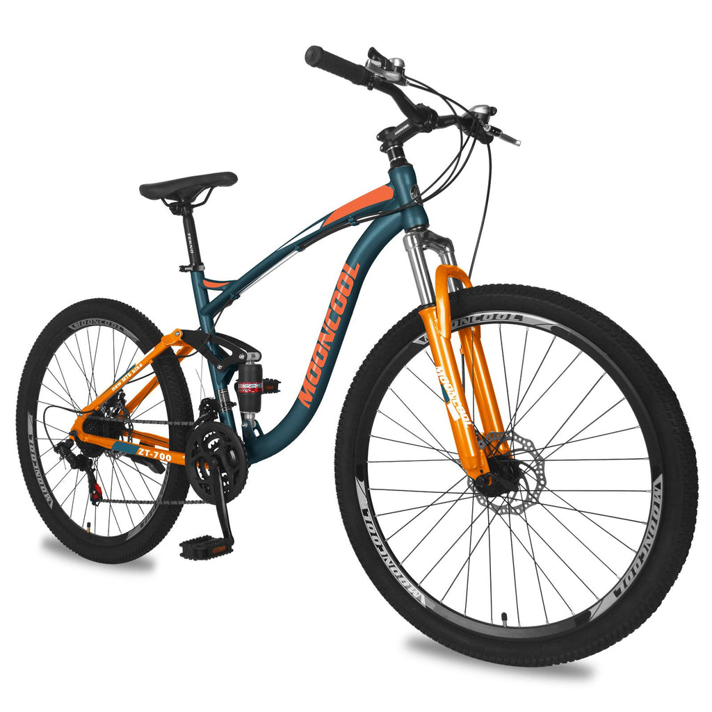 Lilypelle Mountain Bike Youth/Adult,27.5 Inch 21 Speed Double Disc Brake Dual Full Suspension Aluminum Farm Bikes,Green