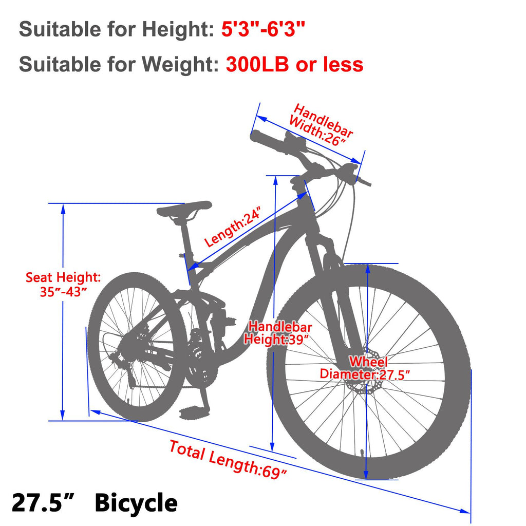 Adult Mountain Bikes 26/27.5 inch Mountain Bicycle, Disc Brakes Suspension Front Fork, 21 Speed Steel Frame Mountain Bike for Adults Mens Womens