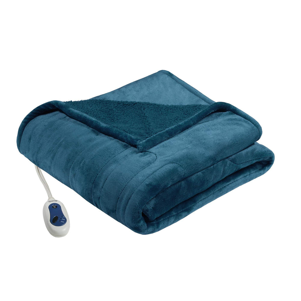 Gracie Mills Microlight to Sherpa Reversible Electric Blanket Throw, Adjustable Multi-Level Heat Setting Controller Cozy Living Room Couch, Sofa, Bed, Twin, Teal - BR54-1936