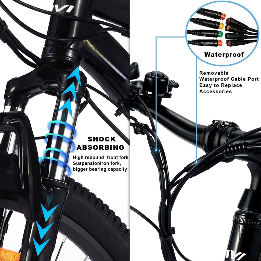 Vivi 500W/350W Electric Bike, Adult Electric Bikes 26" Mountain Bike Bicycle with 21-Speed Gears/Removable 48V/12.5Ah/36V/8Ah Battery/4 Modes/2 Mudguards