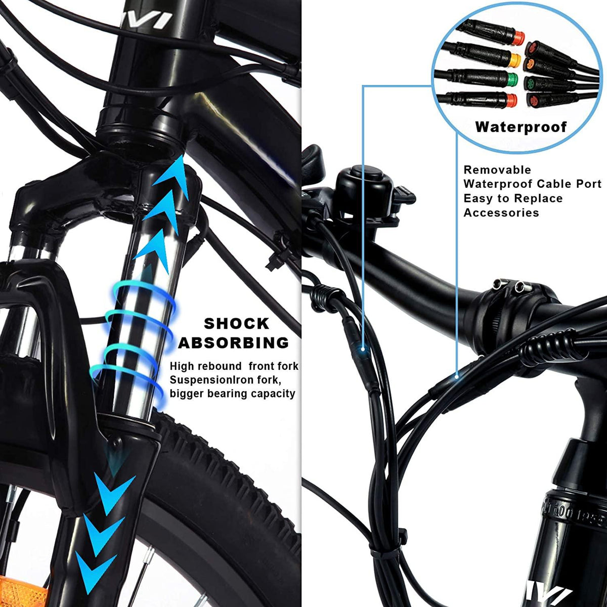 Vivi 500W/350W Electric Bike, Adult Electric Bikes 26" Mountain Bike Bicycle with 21-Speed Gears/Removable 48V/12.5Ah/36V/8Ah Battery/4 Modes/2 Mudguards