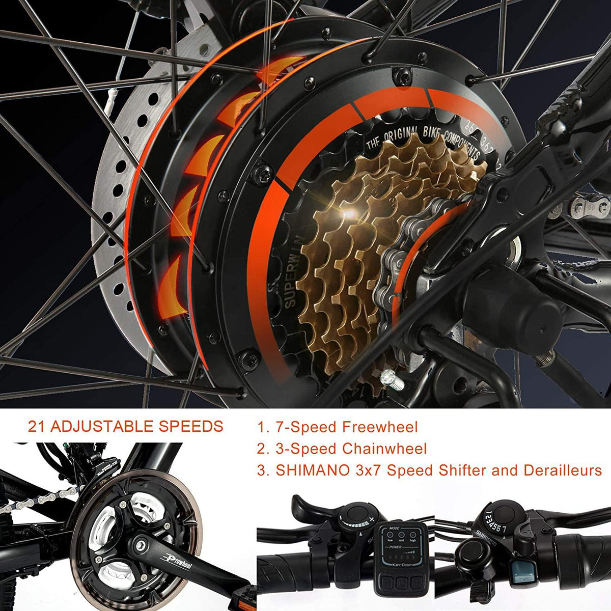 Vivi 500W/350W Electric Bike, Adult Electric Bikes 26" Mountain Bike Bicycle with 21-Speed Gears/Removable 48V/12.5Ah/36V/8Ah Battery/4 Modes/2 Mudguards