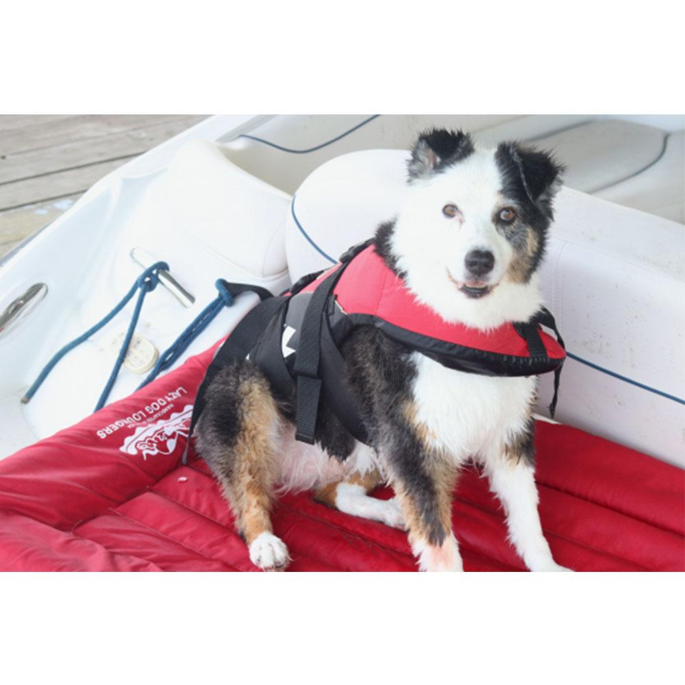 The Better Options Company Red Lazy Dog Pool Lounger and Lake Raft Floating River Swim Mat for Big Dogs Up to 110 Pounds, Large
