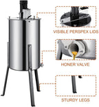 kjbzlxj stainless steel honey spinner 4 frame honeycomb rotary separator with removable support legs transparent cover beekeeping equipment