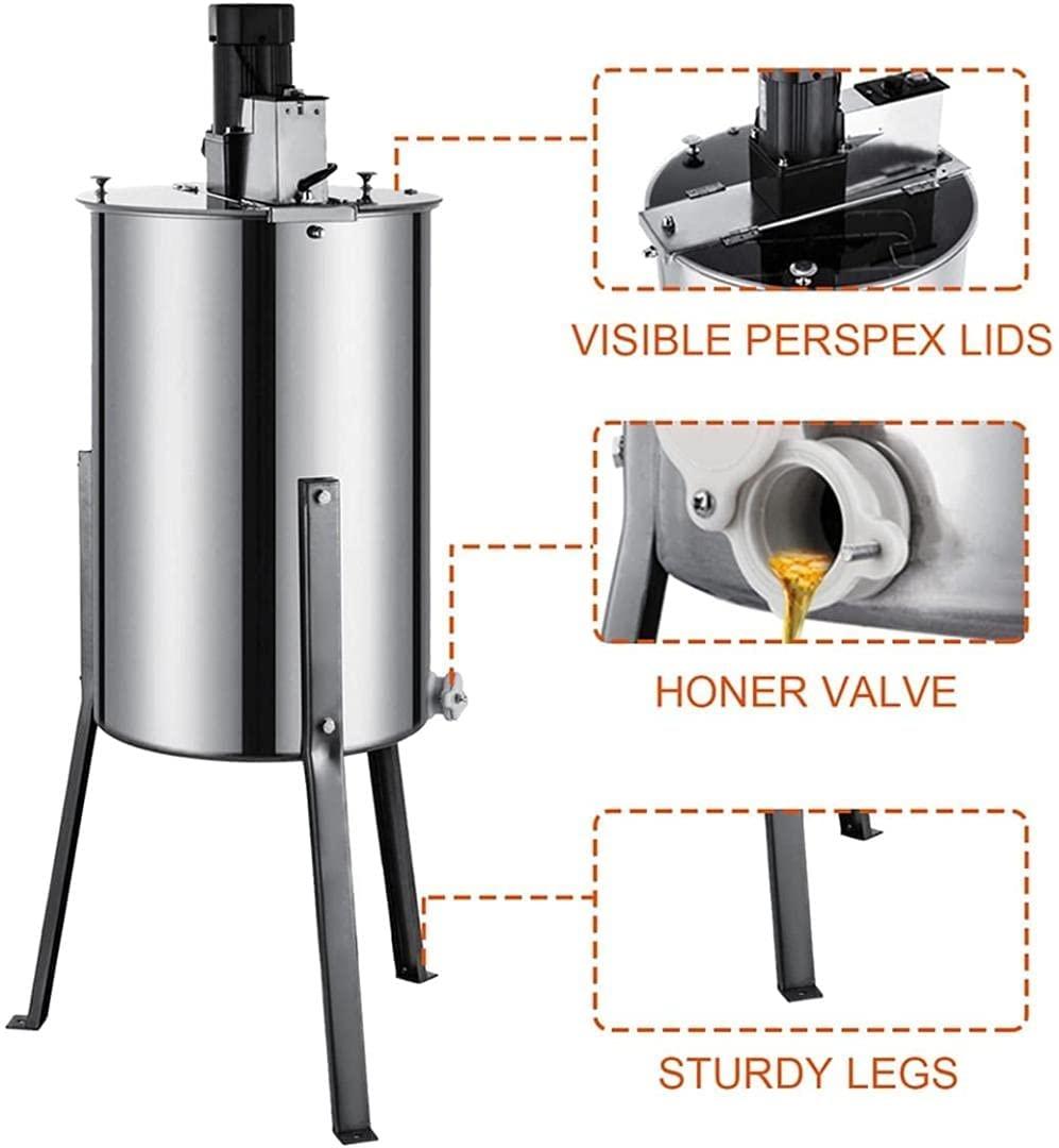 kjbzlxj stainless steel honey spinner 4 frame honeycomb rotary separator with removable support legs transparent cover beekeeping equipment
