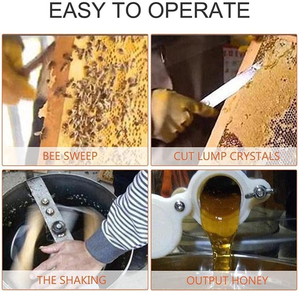 kjbzlxj stainless steel honey spinner 4 frame honeycomb rotary separator with removable support legs transparent cover beekeeping equipment