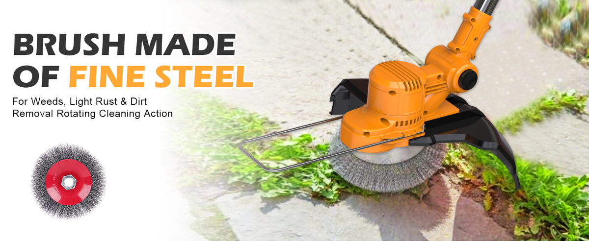 Electric Weed Wacker Cordless,4 in 1 Weed Eater Battery Powered Brush Cutter,9''Grass Trimmer Stringless Weed Trimmer Lawn Mower Edger Metal Blade Battery(2 x 21V 4.0Ah Batteries &amp; Charger)