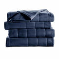Sunbeam Heated Blanket | 5 Heat Settings, Quilted Fleece, Newport Blue, Twin ...