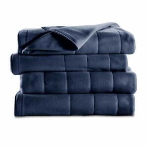 Sunbeam Heated Blanket | 5 Heat Settings, Quilted Fleece, Newport Blue, Twin ...