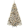 7.5' Pre-Lit Premium Snow Flocked Hinged Artificial Christmas Tree w/ 450 Light