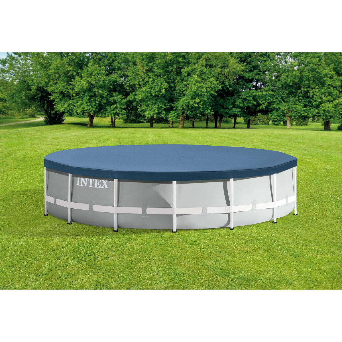 26723EH 15ft x 42in Prism Frame Above Ground Swimming Pool Set with Debris Cover, Ladder, and 120V 1,000 GPH Cartridge
