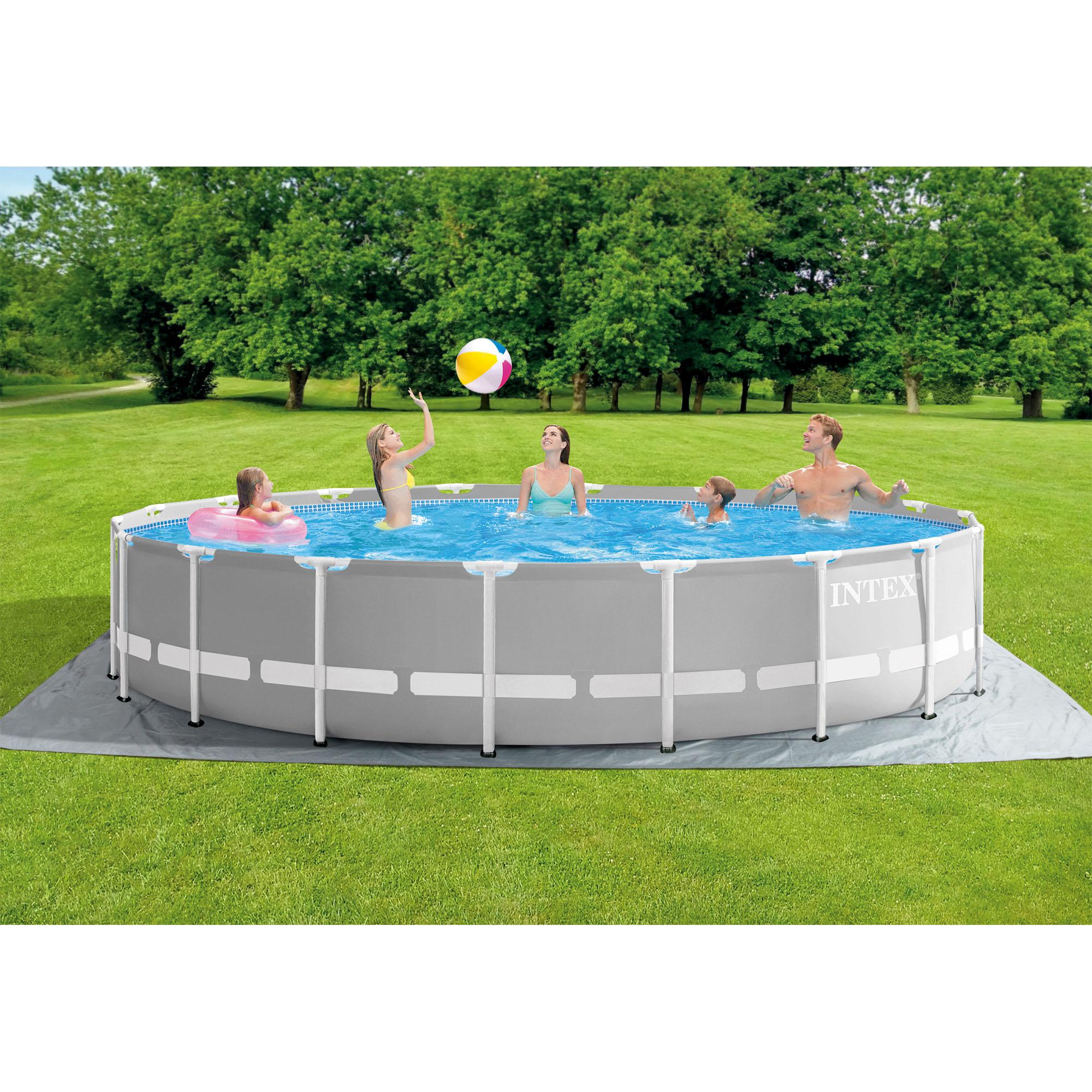 26723EH 15ft x 42in Prism Frame Above Ground Swimming Pool Set with Debris Cover, Ladder, and 120V 1,000 GPH Cartridge