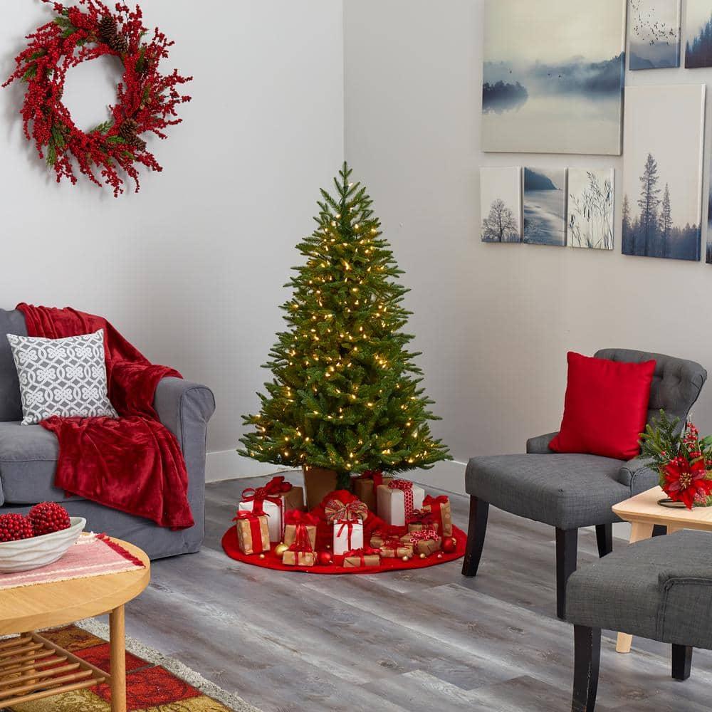 5 ft. Pre-lit Cambridge Fir Artificial Christmas Tree with 300 Clear Warm Multi-Function LED Lights