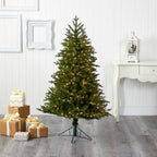 5 ft. Pre-lit Cambridge Fir Artificial Christmas Tree with 300 Clear Warm Multi-Function LED Lights