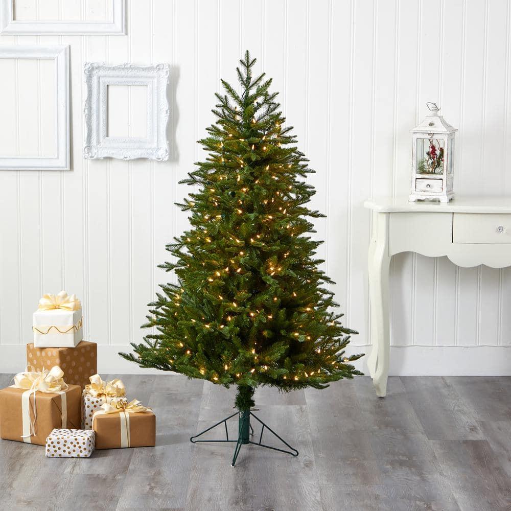 5 ft. Pre-lit Cambridge Fir Artificial Christmas Tree with 300 Clear Warm Multi-Function LED Lights