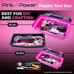 Pink Tool Box for Women - Sewing, Art & Craft Organizer Small & LarPlastic Tool Box with Handle - Pink Toolbox Sewing Tool StoraBox - Portable Mini LocTool Boxes (2 Pack)