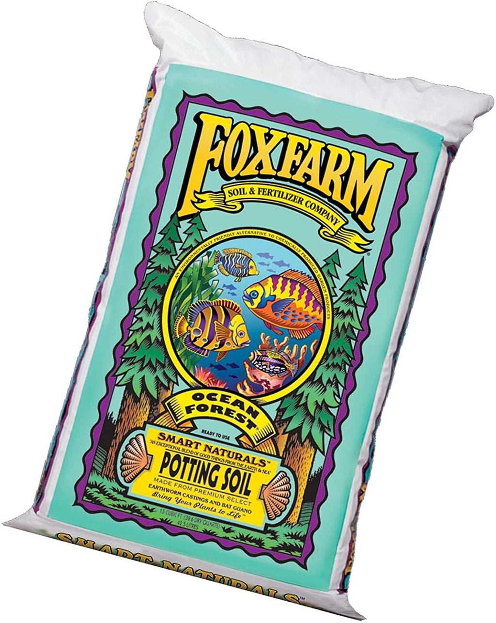 foxfarm fx14000 ocean forest indoor/outdoor garden potting soil bags 6.3-6.8 ph, 1.5 cubic feet, 40 pounds for plants (3 pack)