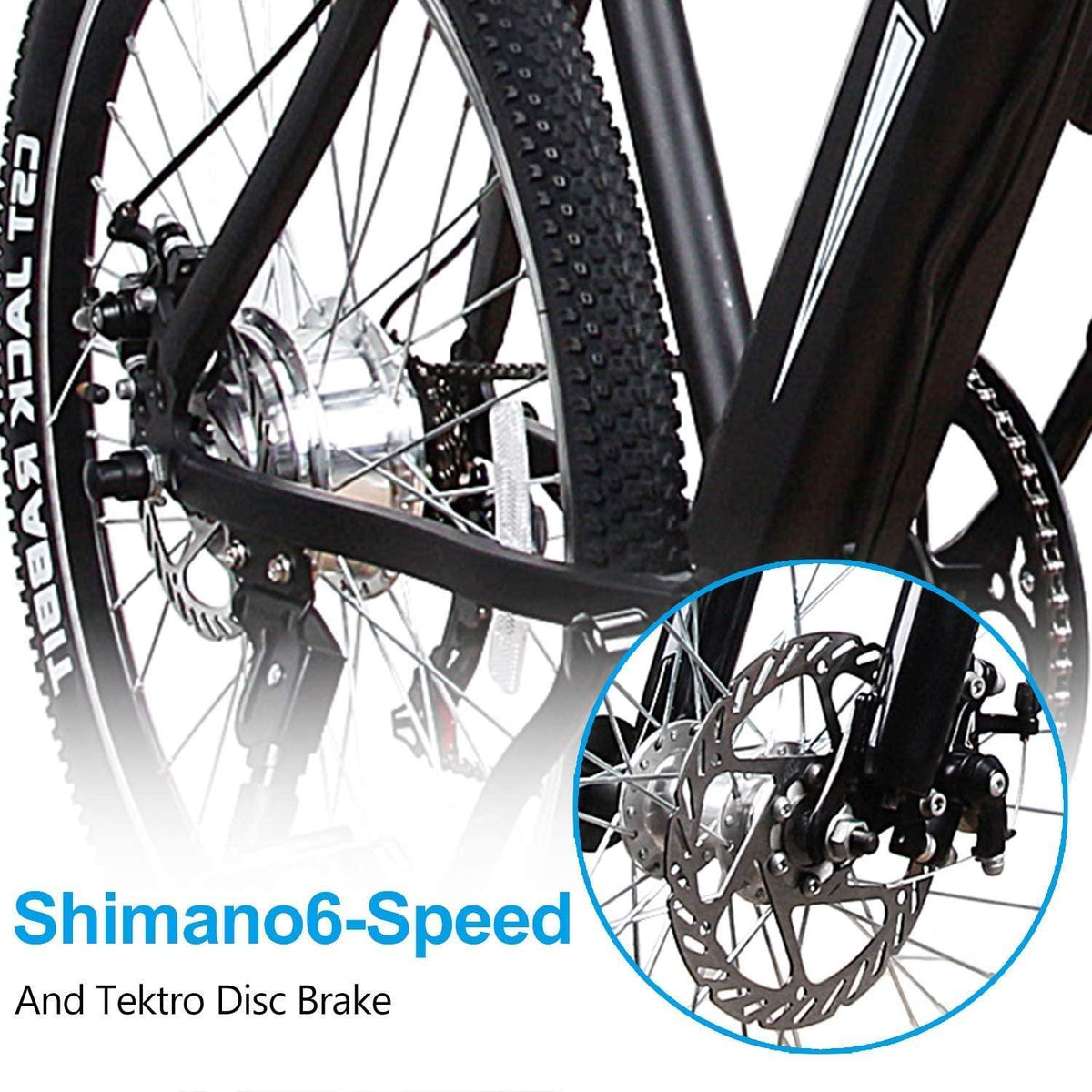 Electric Bicycle Mountain Electric Bike 6 Speed Gear with Battery LCD Display and Charger