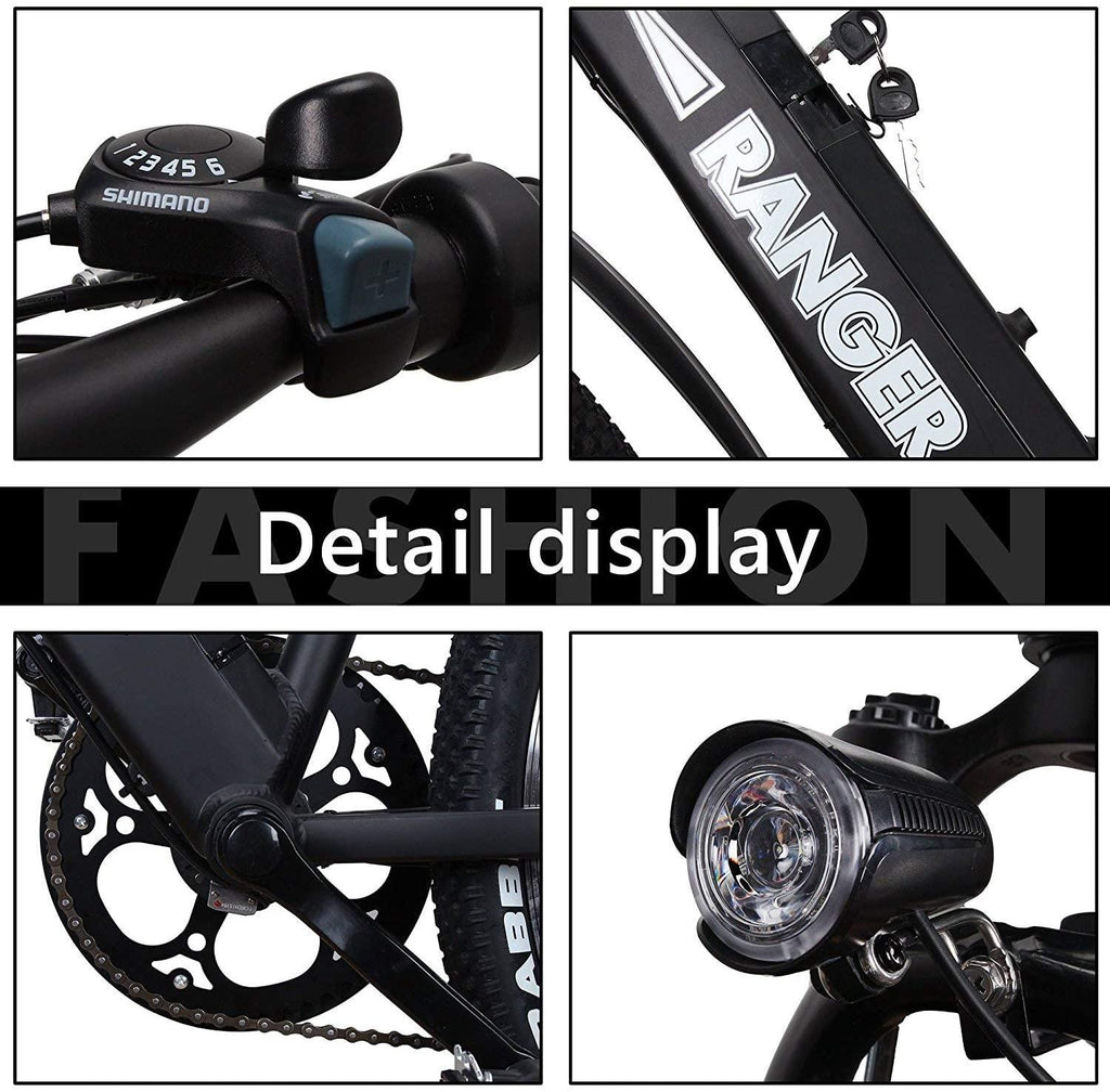 Electric Bicycle Mountain Electric Bike 6 Speed Gear with Battery LCD Display and Charger
