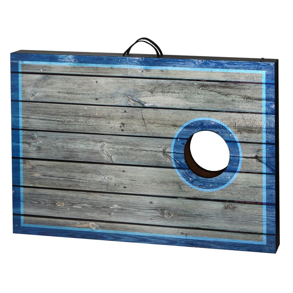 LED Cornhole Set with  Boards and 8 Bean Toss Bags in Blue/White