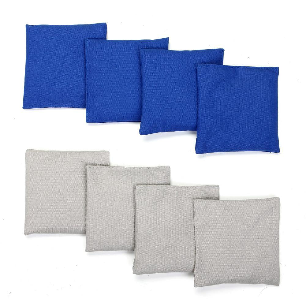 LED Cornhole Set with  Boards and 8 Bean Toss Bags in Blue/White