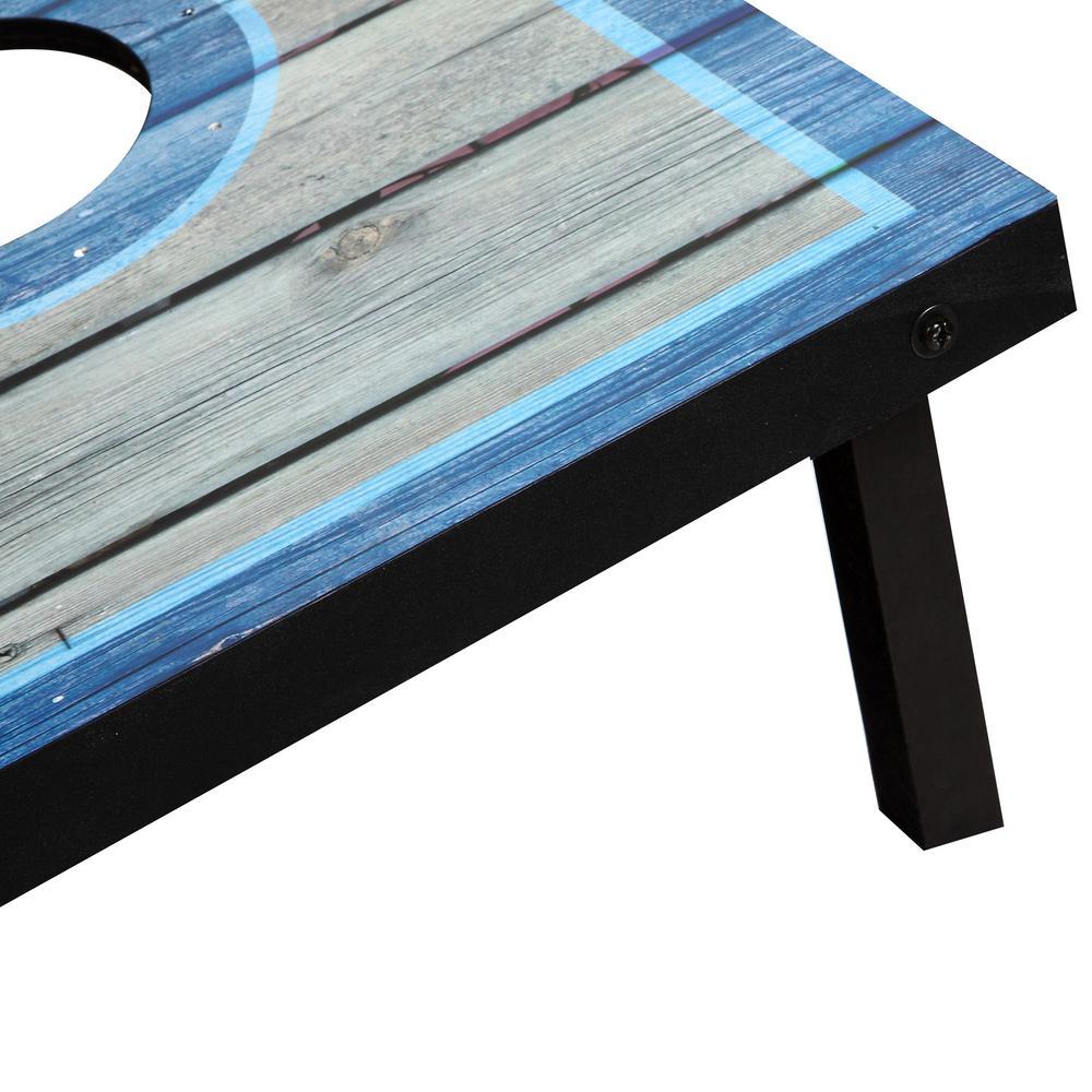 LED Cornhole Set with  Boards and 8 Bean Toss Bags in Blue/White