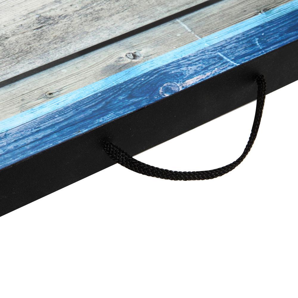 LED Cornhole Set with  Boards and 8 Bean Toss Bags in Blue/White