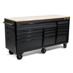 72 inch Heavy Duty Mobile Tool Chest Tool Box, with Solid Top Workbench, 15-Drawer Rolling Tool Chest, Tool StoraOrganizer for Garage, Workshop, and Home, Black