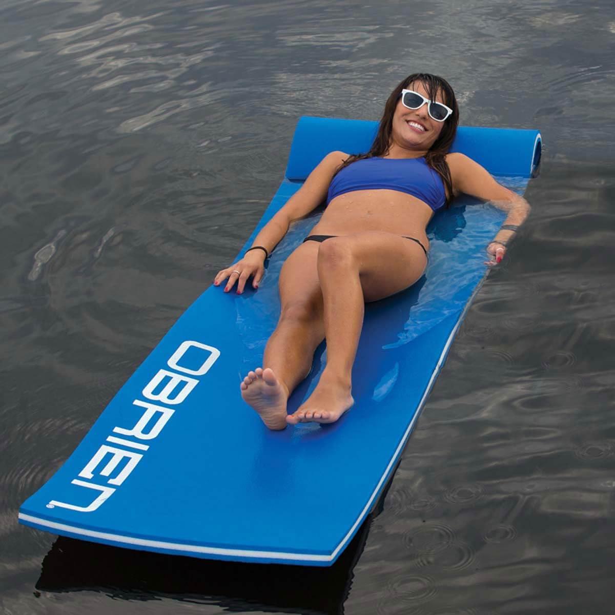O'Brien Watersports OBrien Foam Water Lounge 86 x 24 In. Pool Floating Lounger Pad, Blue (2 Pack)