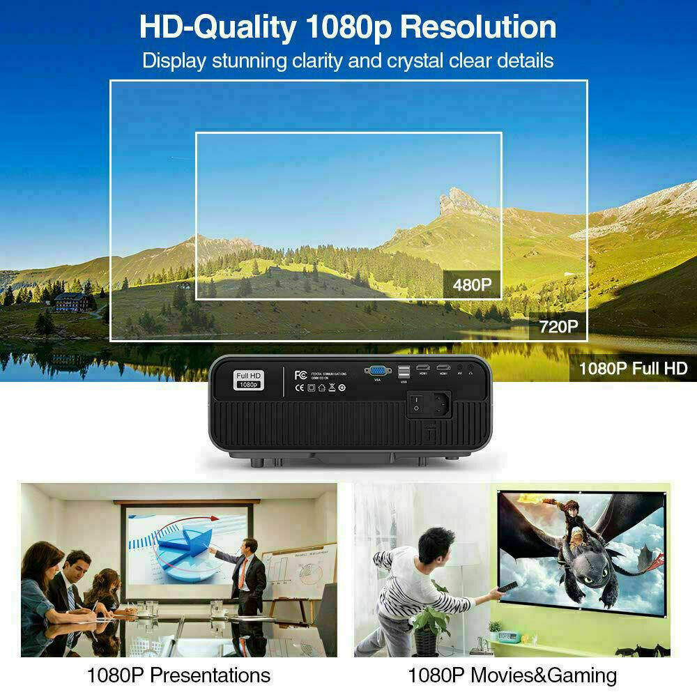 2021 native 1080p projector 8500lumens home theater compatible tv stick hdmi usb