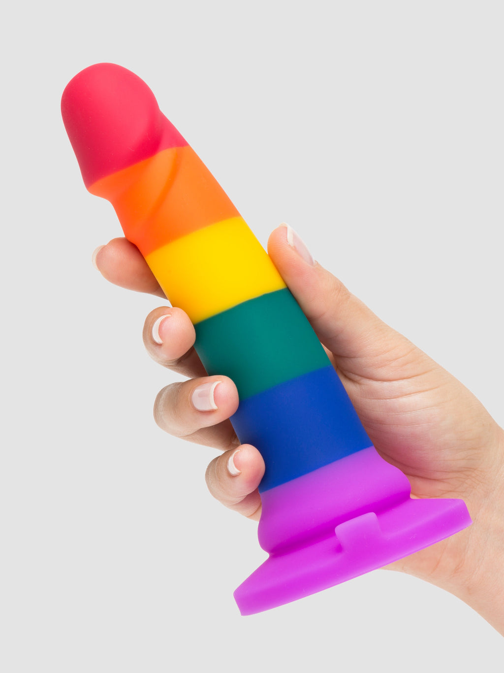 Lovehoney Super Soft Silicone Rainbow Dildo 7 Inch, Rainbow