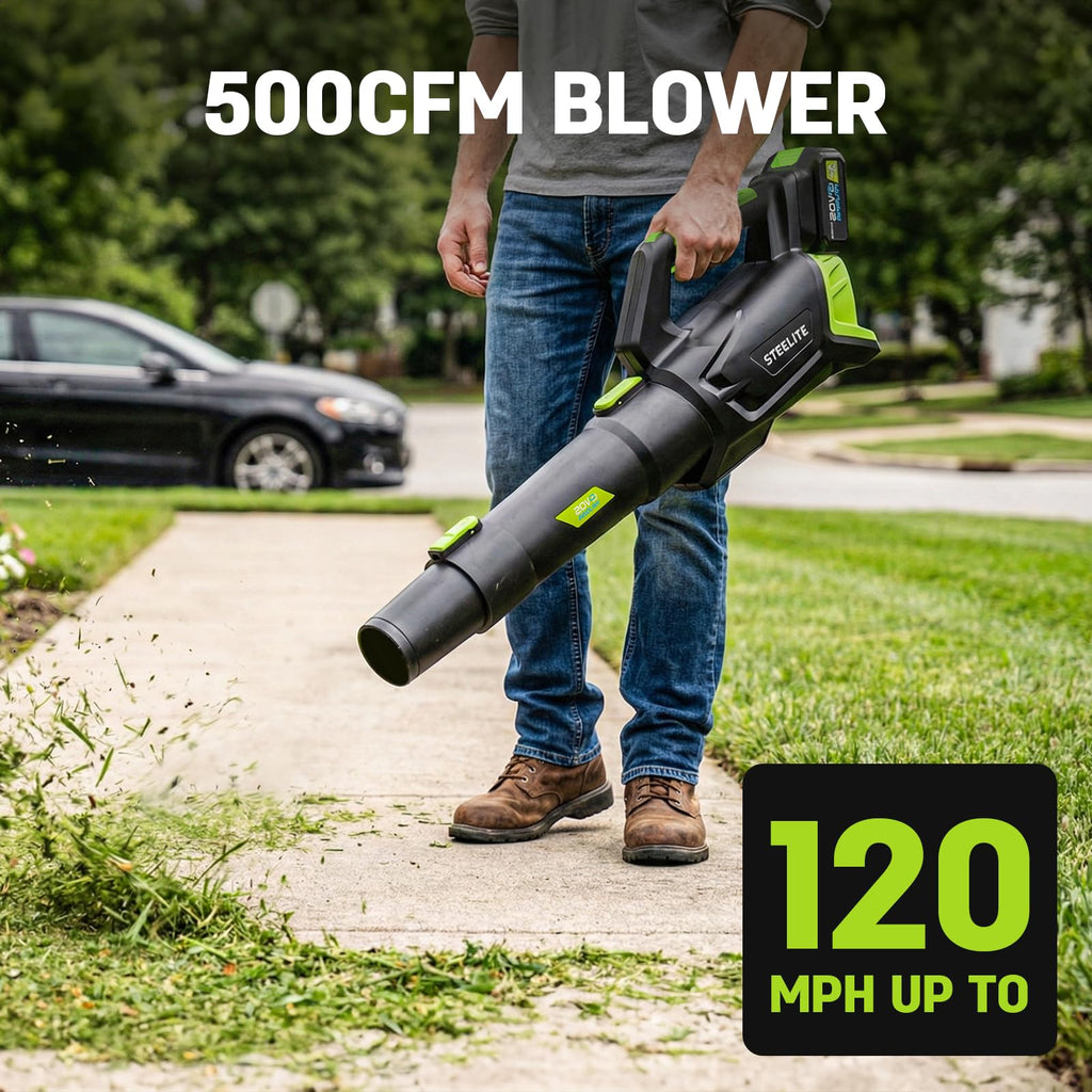 3-in-1 Cordless Lawn Care Kit, Electric Lawn Mower, Trimmer/Edger &amp; Leaf Blower, 21V Brushless, 2 x 4.0Ah Batteries &amp; Dual Chargers for Small Yards