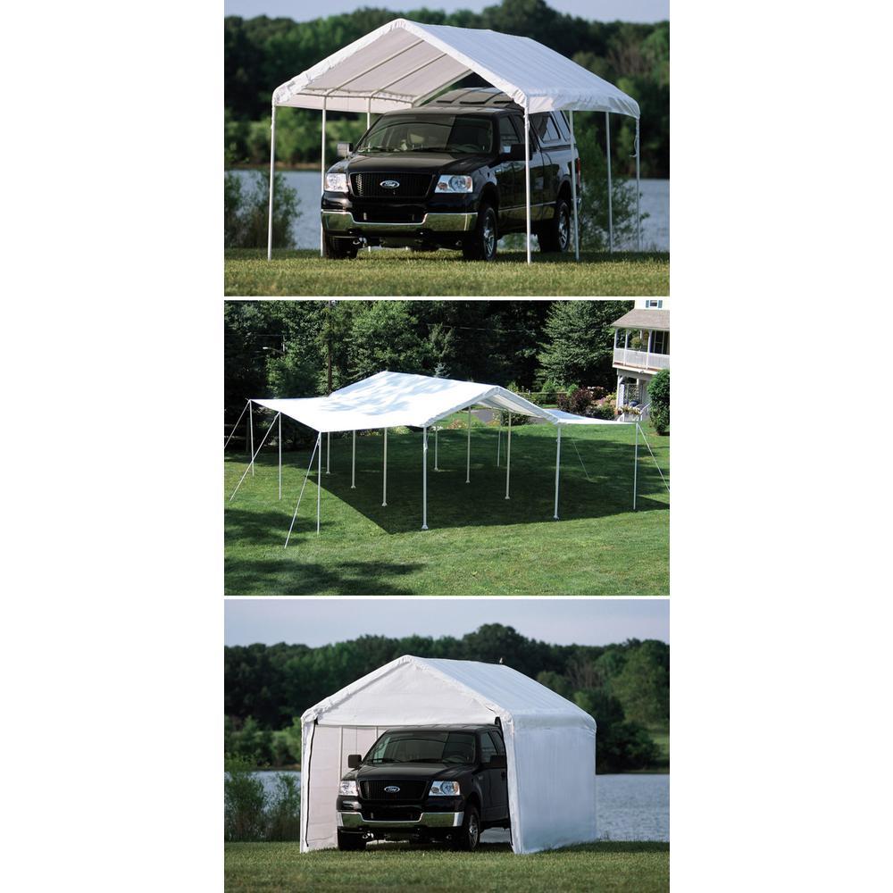 10 ft. W x 20 ft. H Max AP 3-in-1 Canopy in White w/ Enclosure and Extension Kits, Steel Frame, and Best-in-Class Pipes