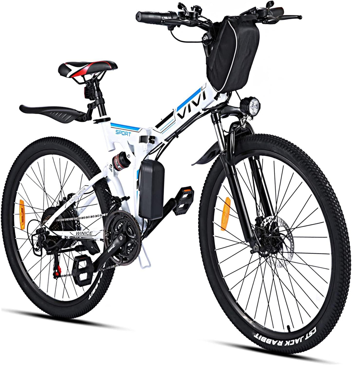 VIVI 350W Folding E-Bike Adult Electric Mountain Bike 26 Inch Folding Electric Bicycle with Removable 36V/8 Ah Lithium-Ion Battery, Full-Suspension E-MTB, 21 Speed Gear