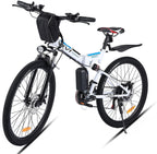 VIVI 350W Folding E-Bike Adult Electric Mountain Bike 26 Inch Folding Electric Bicycle with Removable 36V/8 Ah Lithium-Ion Battery, Full-Suspension E-MTB, 21 Speed Gear