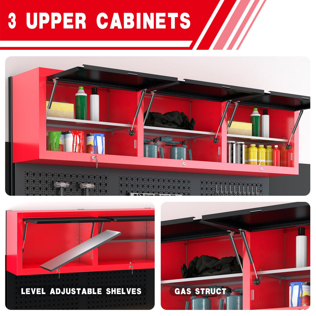 72" Rolling Tool Chest with 15 Drawers - Heavy Duty GaraWorkbench with Power Strip & Pegboard - 18" Deep 1.2" Thick Solid Top, Lockable Tool StoraCabinet for Professional Mechanic