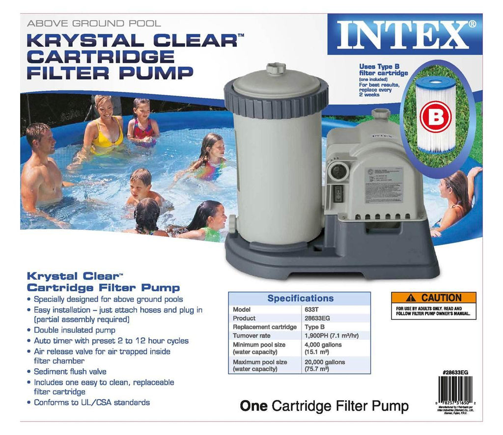 intex krystal clear 28633eg pool pump + type b replacement cartridge (12 pack)