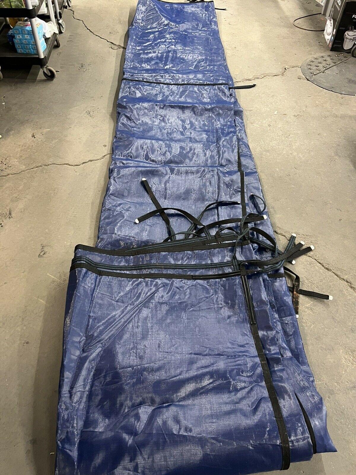 new water warden inground pool safety cover fits 16’ x 36’ blue mesh scmb1636