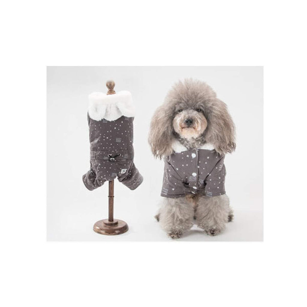 CQIANG Autumn and Winter Clothing Rabbit Velvet Cartoon Dog Clothes Small Dog Pomeranian Teddy Bear Thick Warm Hooded Cotton Coat