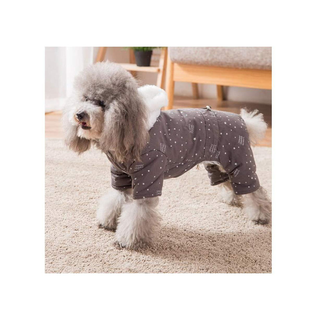 CQIANG Autumn and Winter Clothing Rabbit Velvet Cartoon Dog Clothes Small Dog Pomeranian Teddy Bear Thick Warm Hooded Cotton Coat